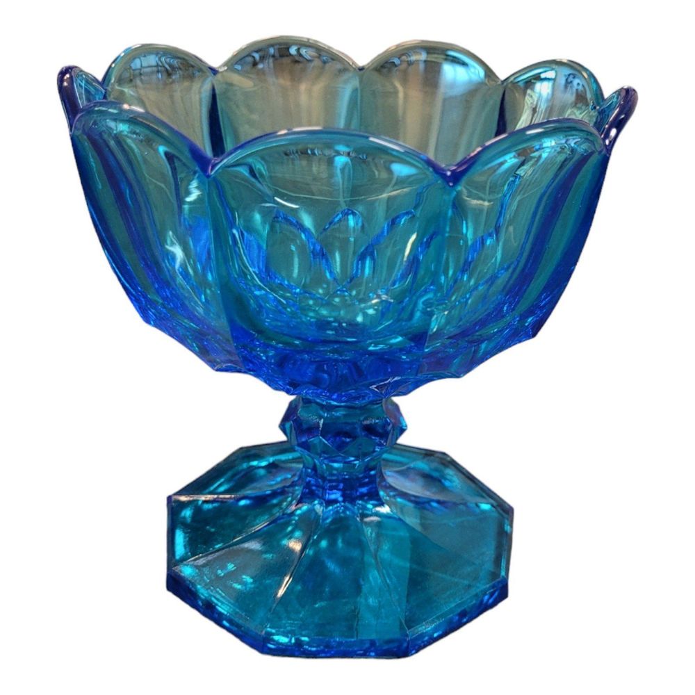 LE Smith Blue compote glass cup
